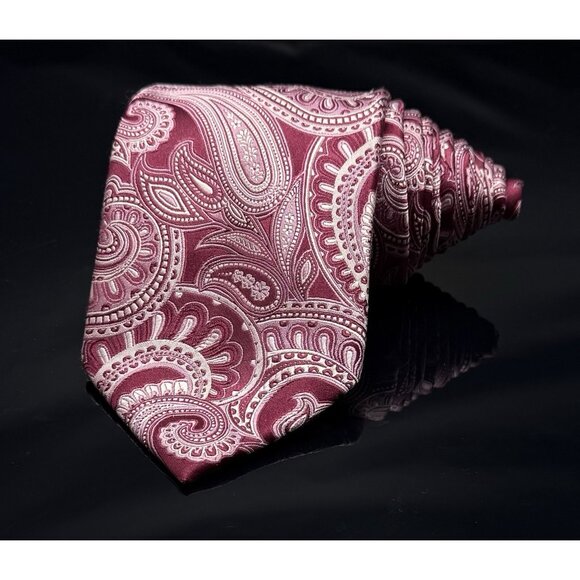 Donald Trump Necktie Signature Collection 100% Silk Red Wine Paisley 61” - Picture 2 of 6